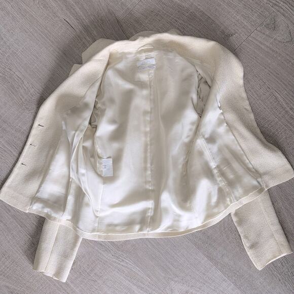 PRADA Women’s Cream Yellow Tweed Button Front Blazer Jacket with Pockets - Picture 10 of 14